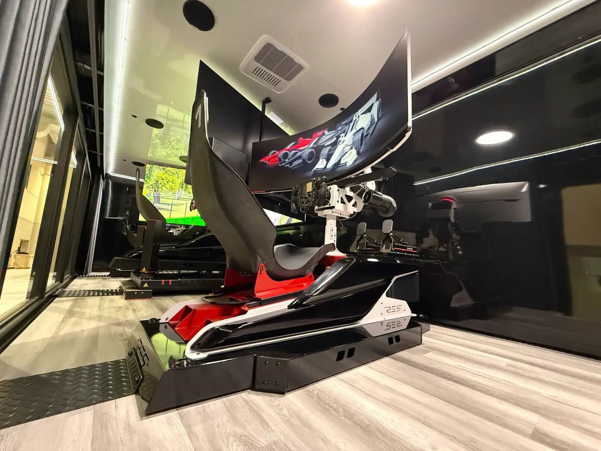 Non-motion racing simulator inside the Mobile Race Studio